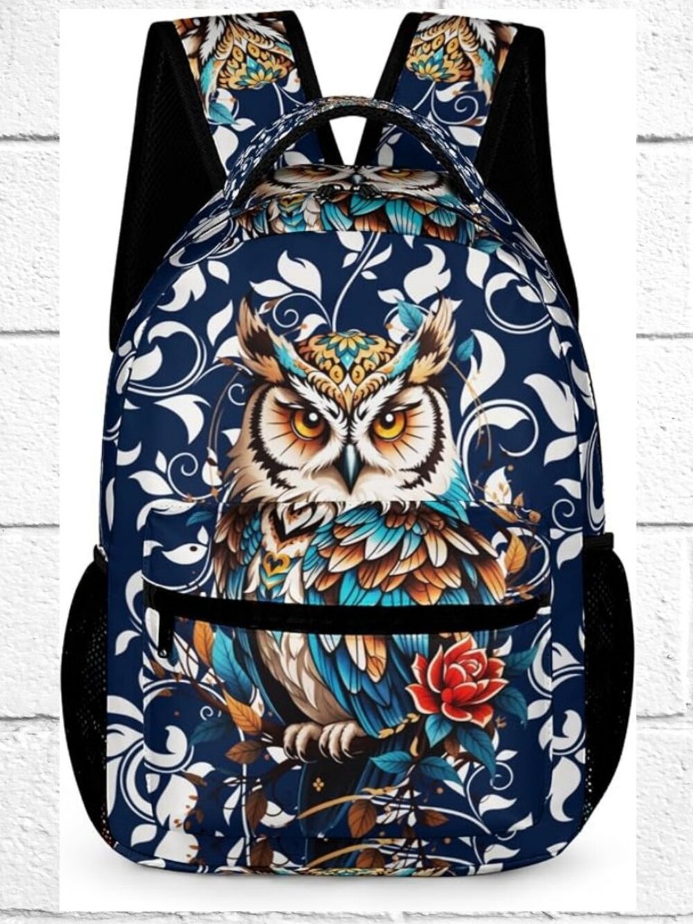 NWOT! Lightweight Backpack with Owl Design and Bottle Pockets for Everyday Use